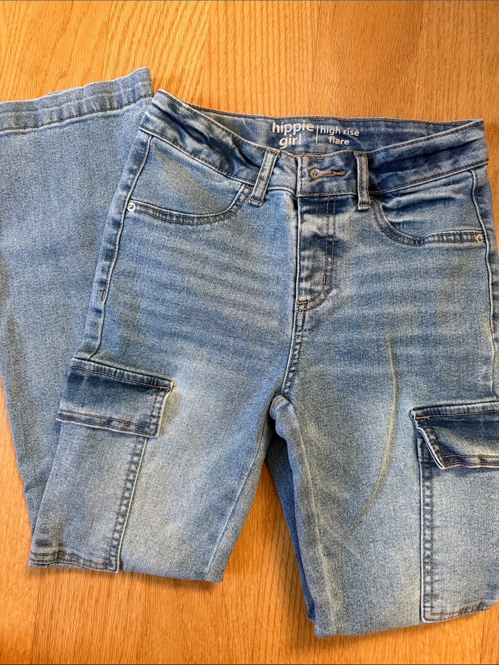 Hippie Girl High-Rise Light Blue Cargo Jeans 10